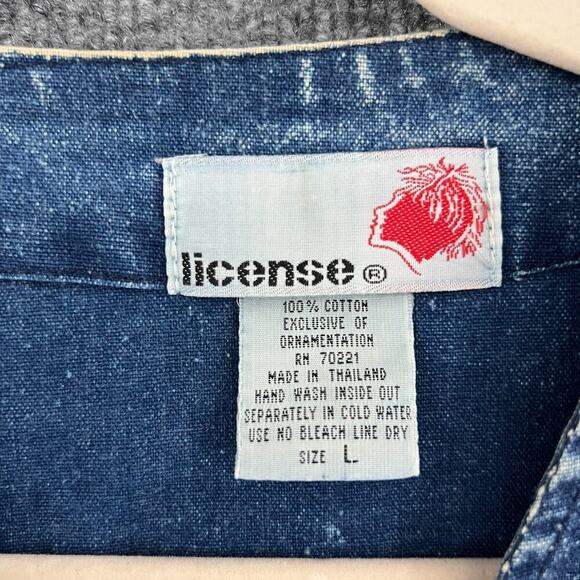 Vintage License Womens Denim Vest Size L Embellished Acid Wash Double Breasted - Picture 8 of 10